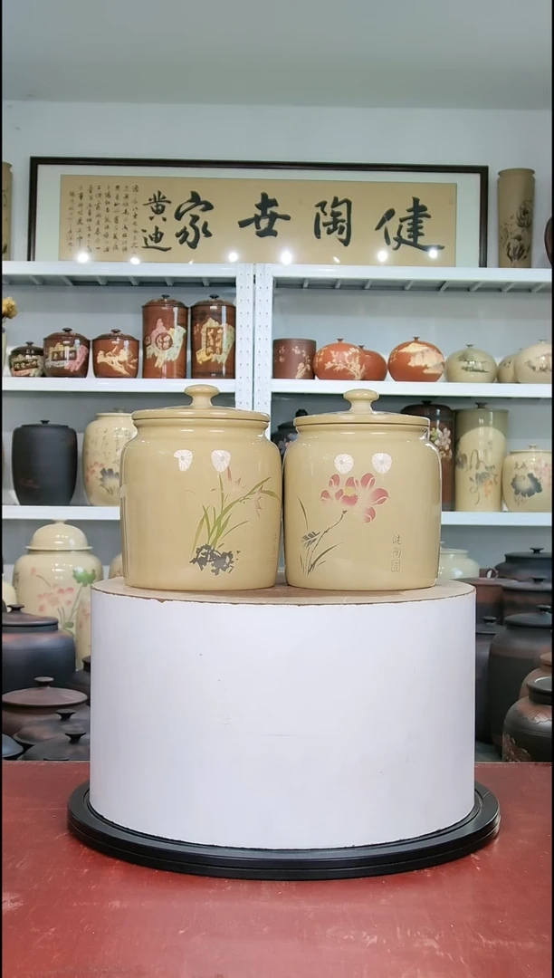 一对357克醒茶罐纯手工