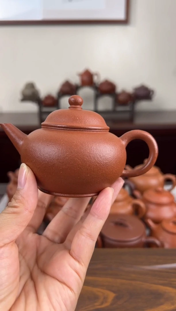 茶壶紫砂红降坡水平壶150CC