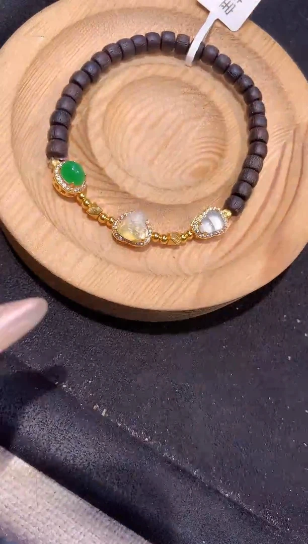 银S925镶嵌手串翡翠手串