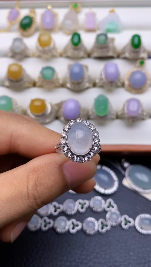 翡翠戒指银S925镶嵌/0020