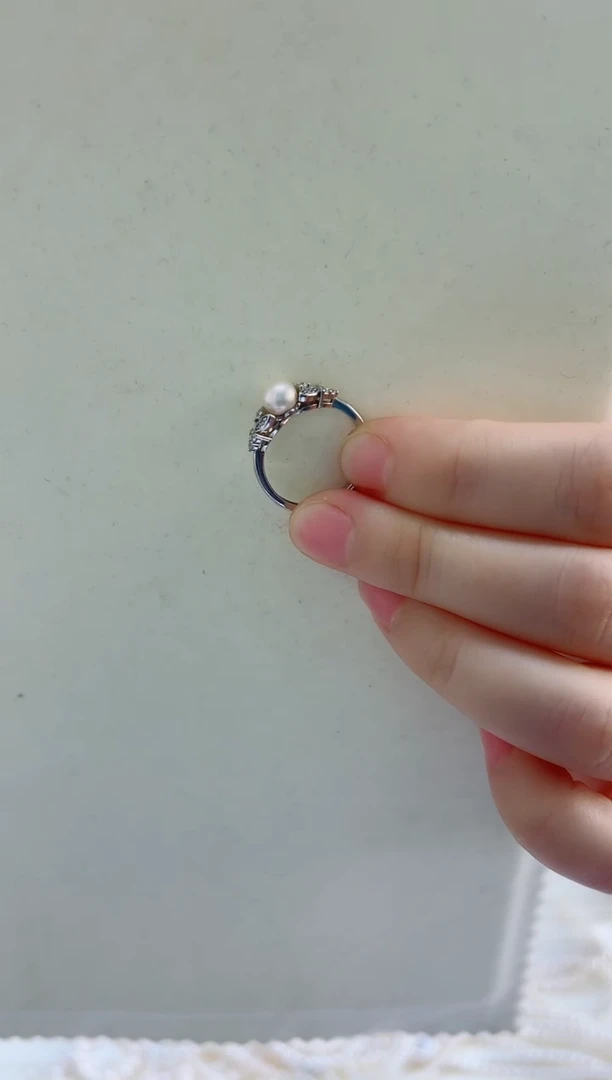 银S925镶嵌戒指淡水珍珠小*酥戒指
