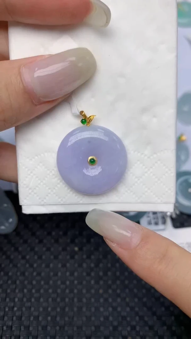 翡翠18K金镶嵌颈饰天然缅甸翡翠a货百元以上9元证书费自理