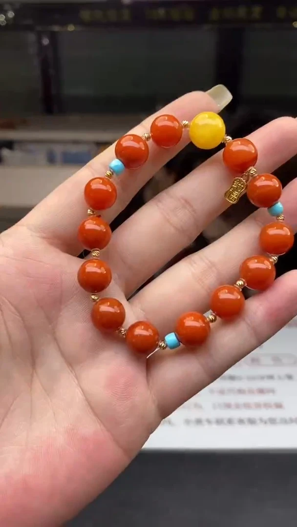 18K金镶嵌手串南红玛瑙多样性发其一-手串-S3776