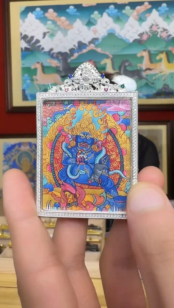 吊坠黑财神-热贡纯手绘周毛