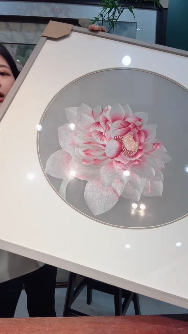 横款非遗苏绣手工刺绣带框挂画