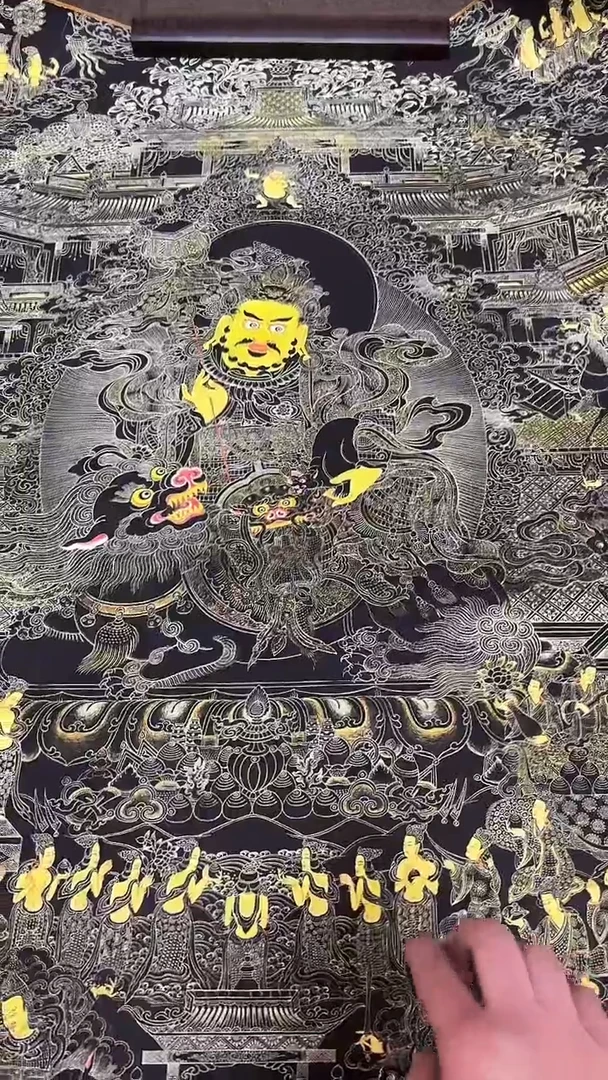 卷轴画【主播精品】高端卷轴画——八马财神唐卡A60