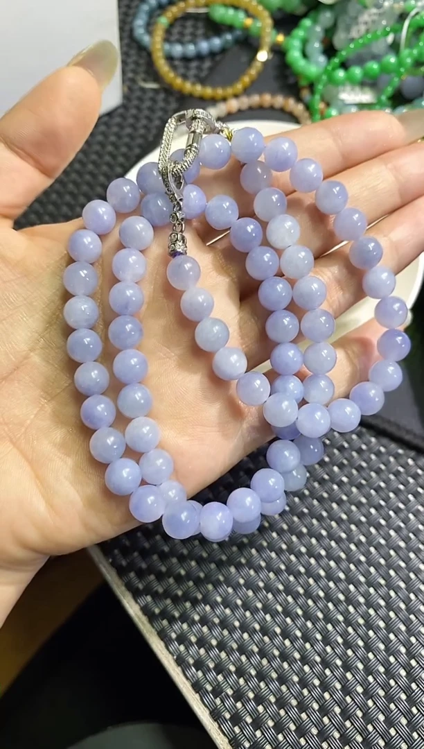 散珠翡翠卡8紫项链