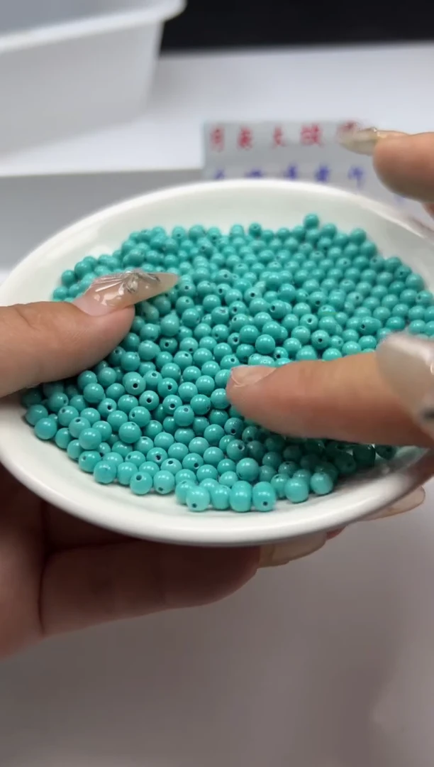 玛瑙/玉髓颈饰未镶嵌w822高瓷绿*松4mm*40颗