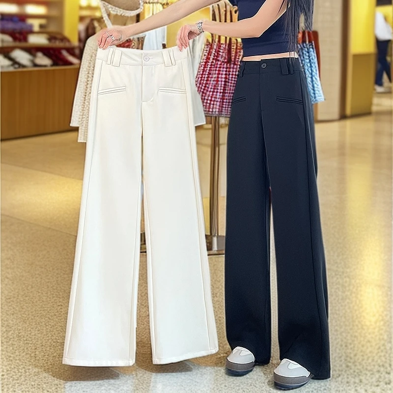 杭州西装裤女春夏2025新款高级感垂感直筒宽松拖地窄版阔腿裤子