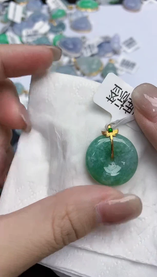 【闪购商品】翡翠颈饰18K金镶嵌天然缅甸翡翠A货