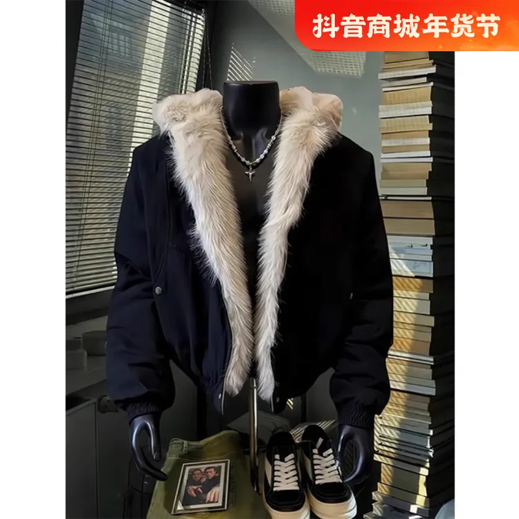 cleanfit重磅帆布座山雕夹克棉服男秋冬款夹棉保暖情侣款棉衣外套