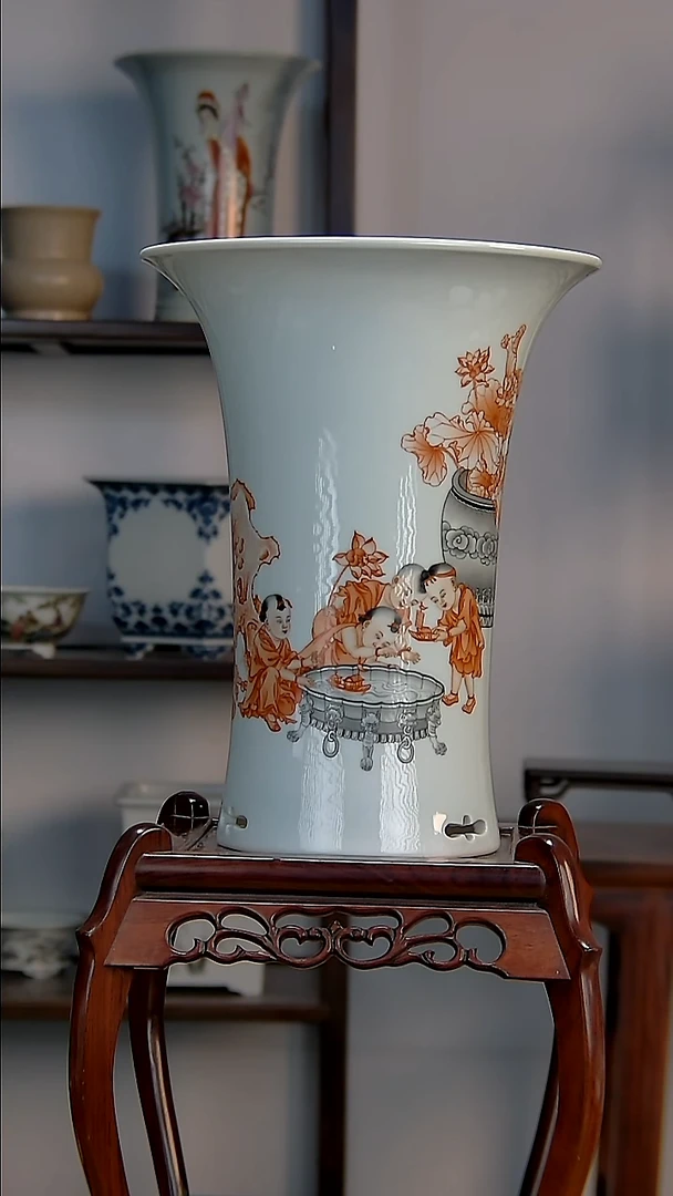 景德镇陶瓷手工花盆微瑕