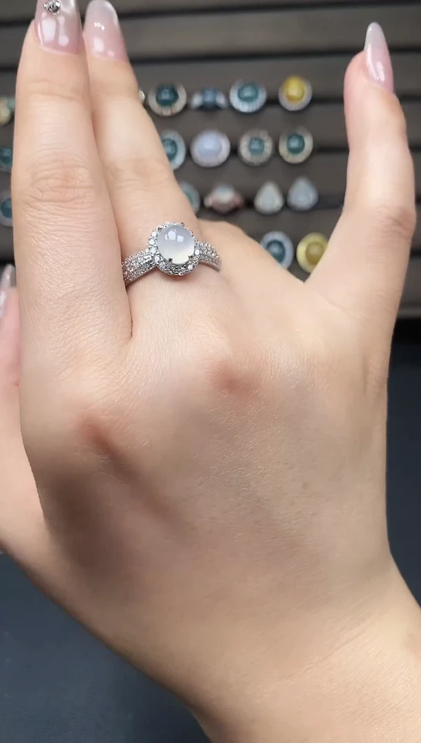 银S925镶嵌戒指翡翠327875