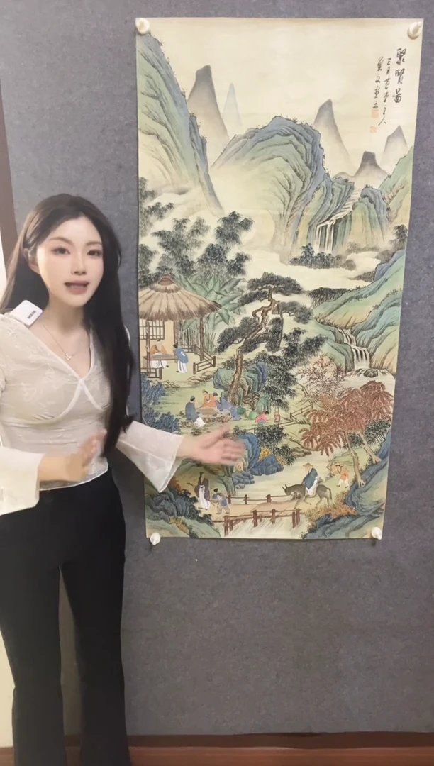 【闪购商品】国画《聚贤图》手绘仿古山水画