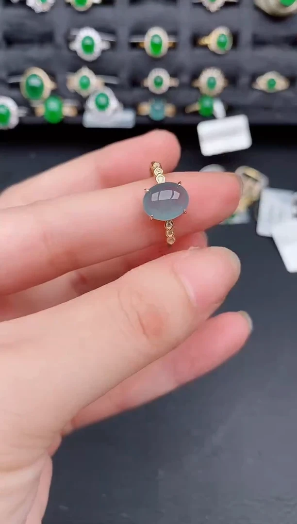 银S925镶嵌戒指翡翠天然a货翡翠263