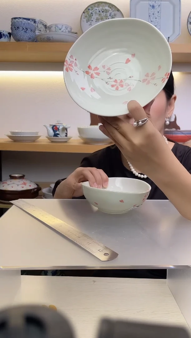 瓷片2只花帘子6.7英寸深盘