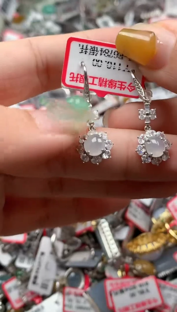 银S925镶嵌戒指翡翠天然A货缅甸翡翠