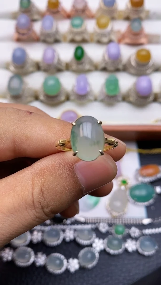 翡翠戒指银S925镶嵌/0009