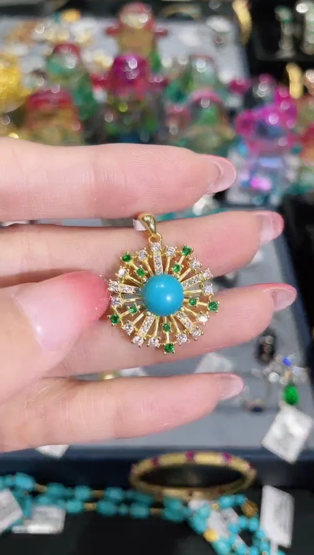 S925镶嵌绿松石吊坠