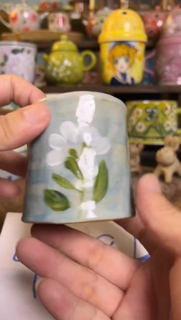 杯子手绘高温釉下陶瓷