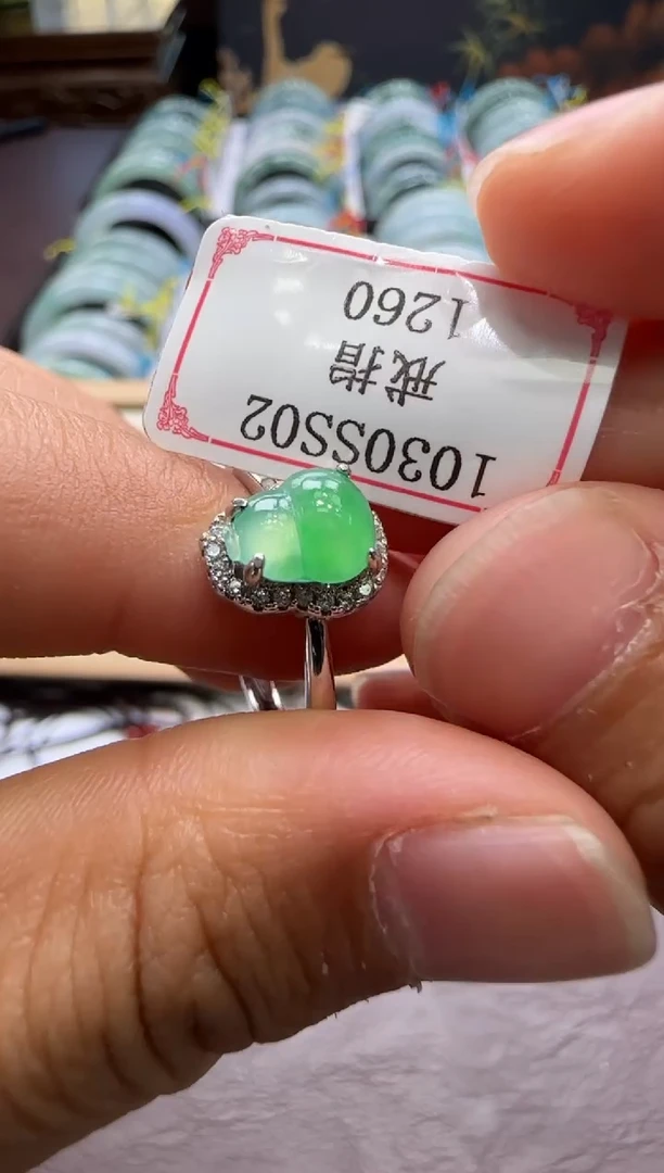 银S925镶嵌戒指翡翠1030SS02