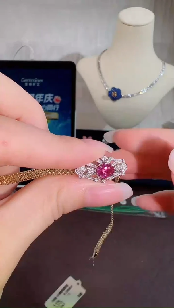 手链彩色蓝宝石18K金镶嵌BB4305-1#-RGLW+Y#64