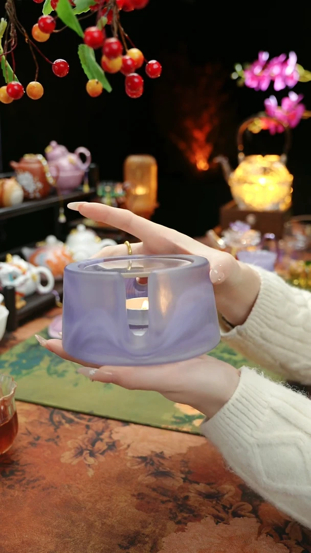 【闪购商品】紫色水晶琉璃蜡烛温茶台