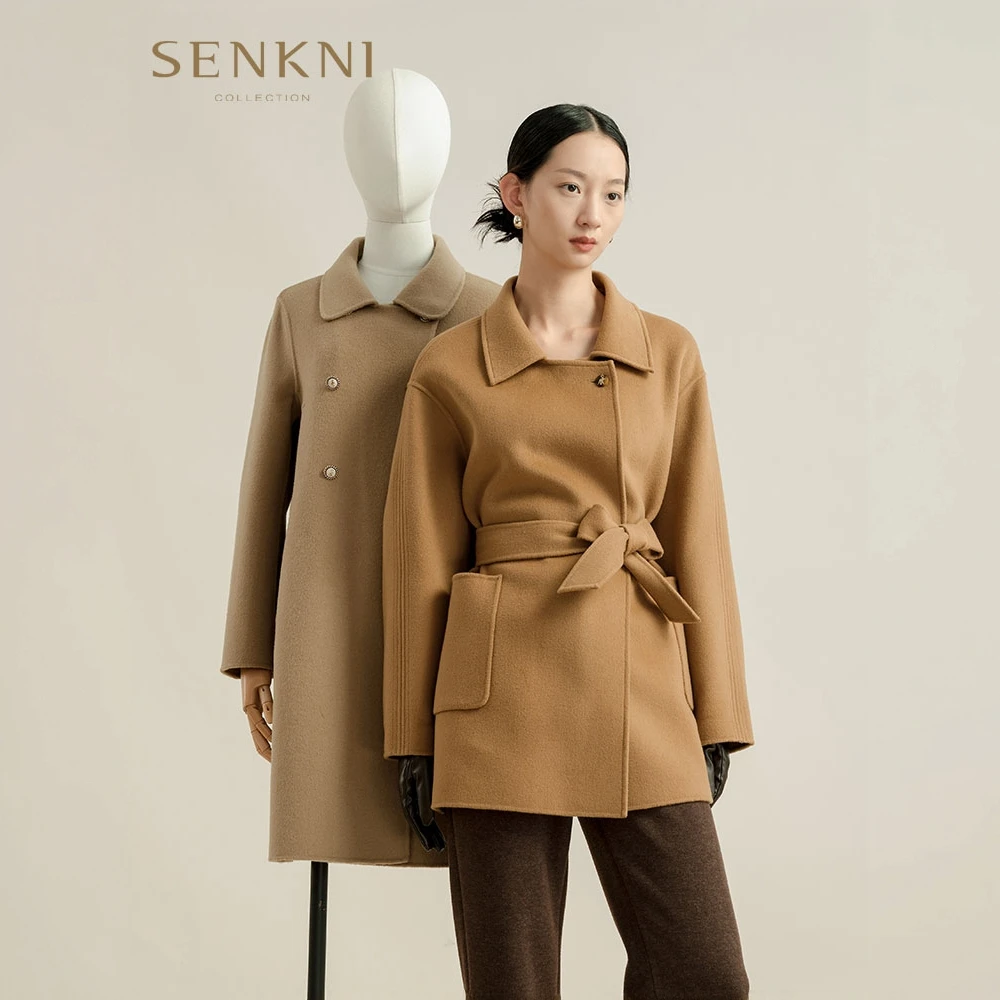 senkni/圣可尼冬季气质毛呢中长款97号大衣S104207LG-62