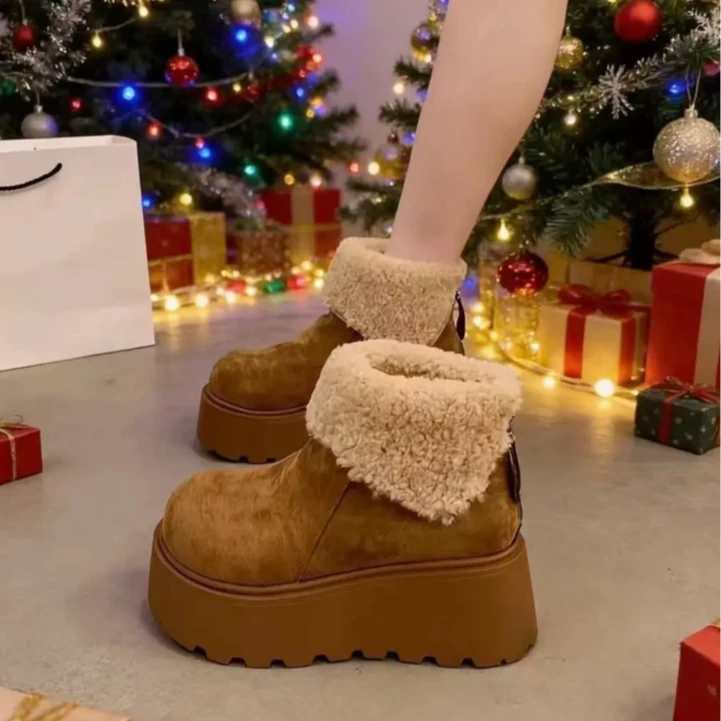 【现货运费险】雪地靴女厚底冬季短筒加绒加厚时尚保暖平底棉鞋ZC