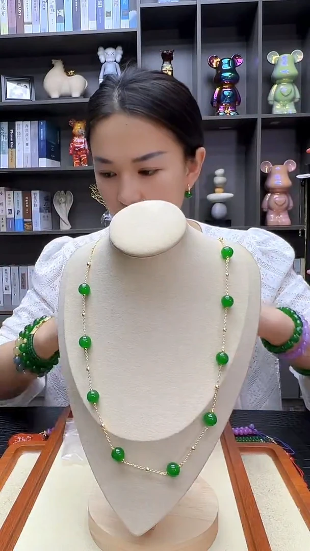 翡翠14K金镶嵌颈饰丹丹diy劲饰