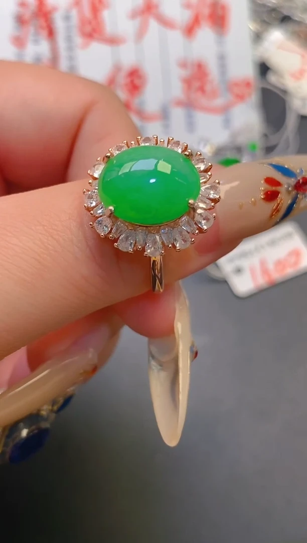 【闪购商品】翡翠耳饰银S925镶嵌天然A货翡翠1