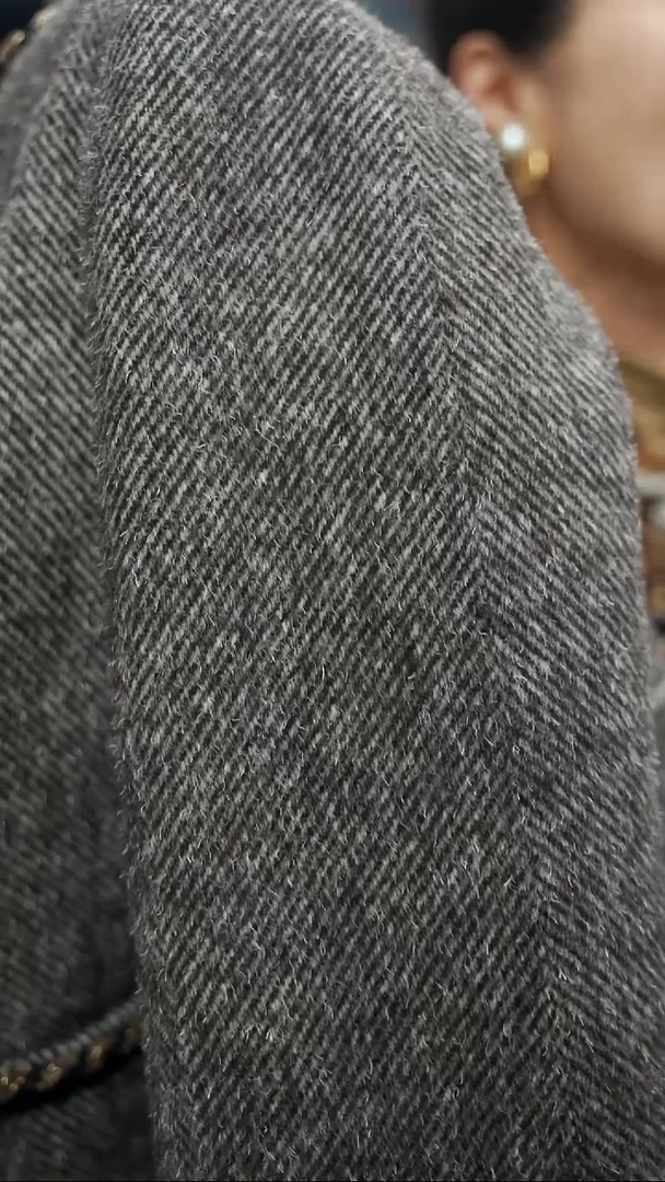 毛料1.3米 G&CC面料 羊毛面料棕色人字纹外套大衣布料 宽140CM