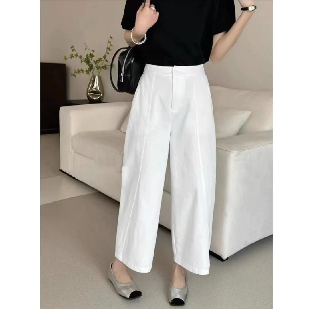 1648韩版夏款九分高腰宽松后松紧腰萝卜哈伦裤子女款爆款2025新款