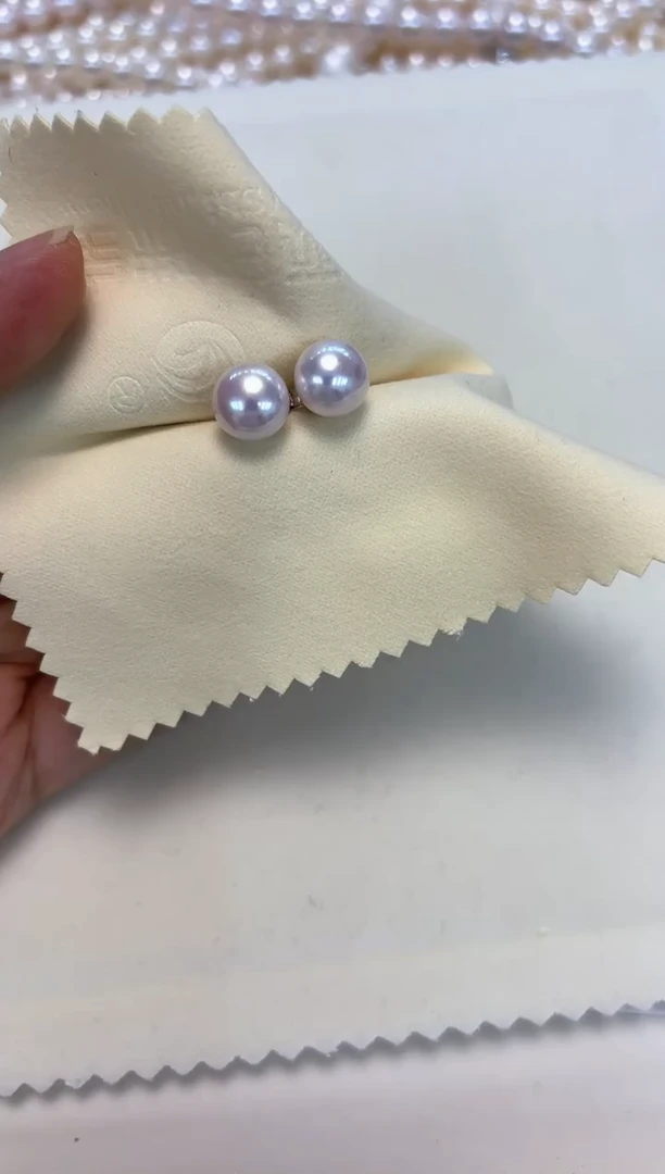 银S925镶嵌耳饰淡水珍珠ʍ****❦9-10mm无核