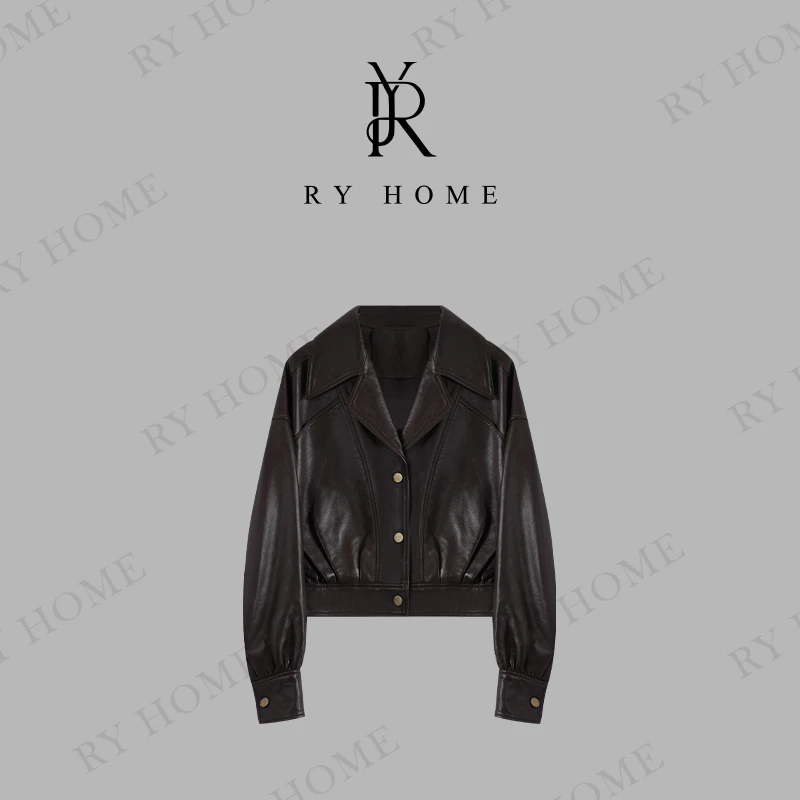 【容雨RYHOME】进口新西兰100绵羊皮＋复古气质翻领皮外套251W2184