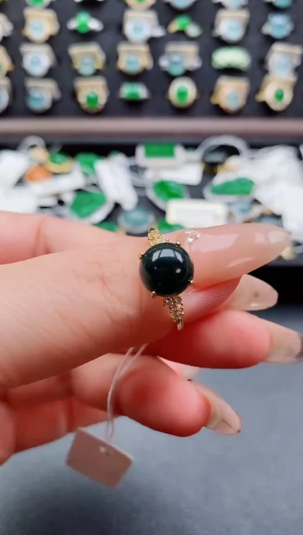 银S925镶嵌戒指翡翠1