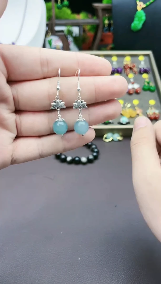 【闪购商品】玛瑙/玉髓耳钉银S925镶嵌237000