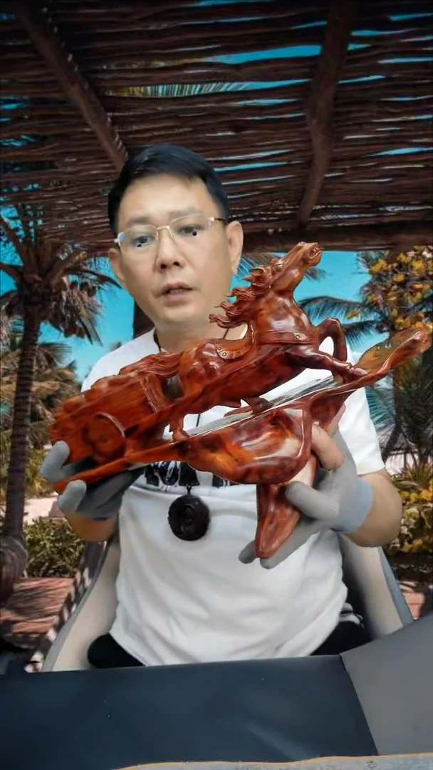黄花梨/降香黄檀把件海黄野油马上有钱大摆件