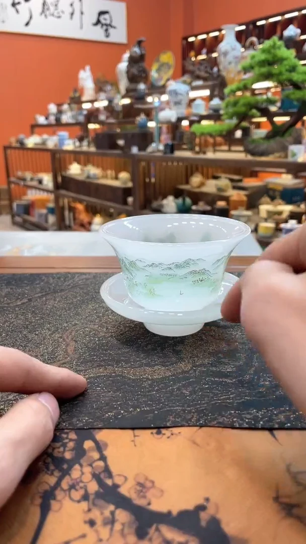 【闪购商品】@@@@千里江山琉璃盖碗+2杯