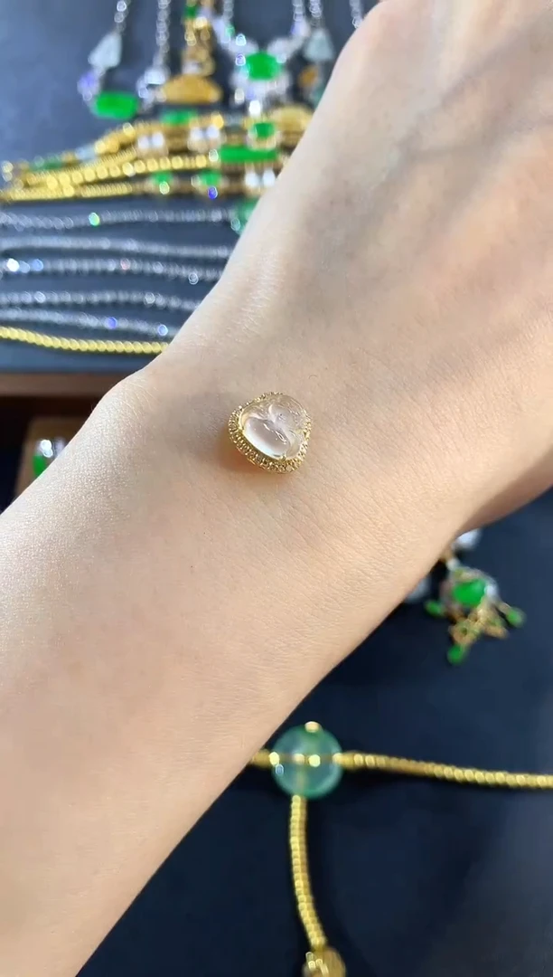 吊坠(不含链)18K金镶嵌翡翠203|1