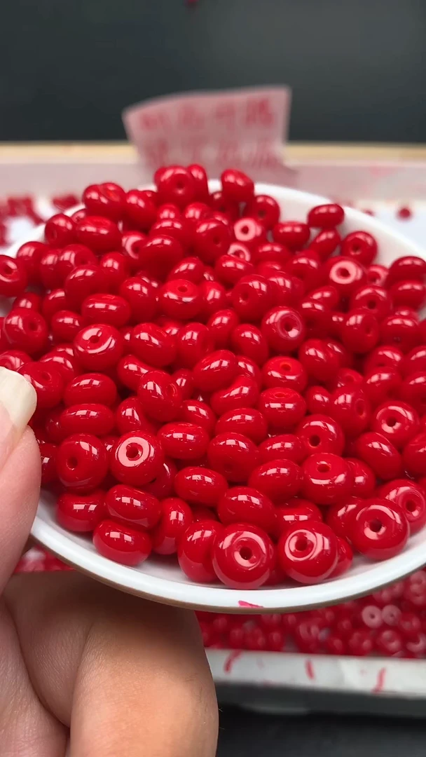 未镶嵌南红玛瑙珠宝半成品满肉锦红N353卡5*8mm20颗（赠弹力线