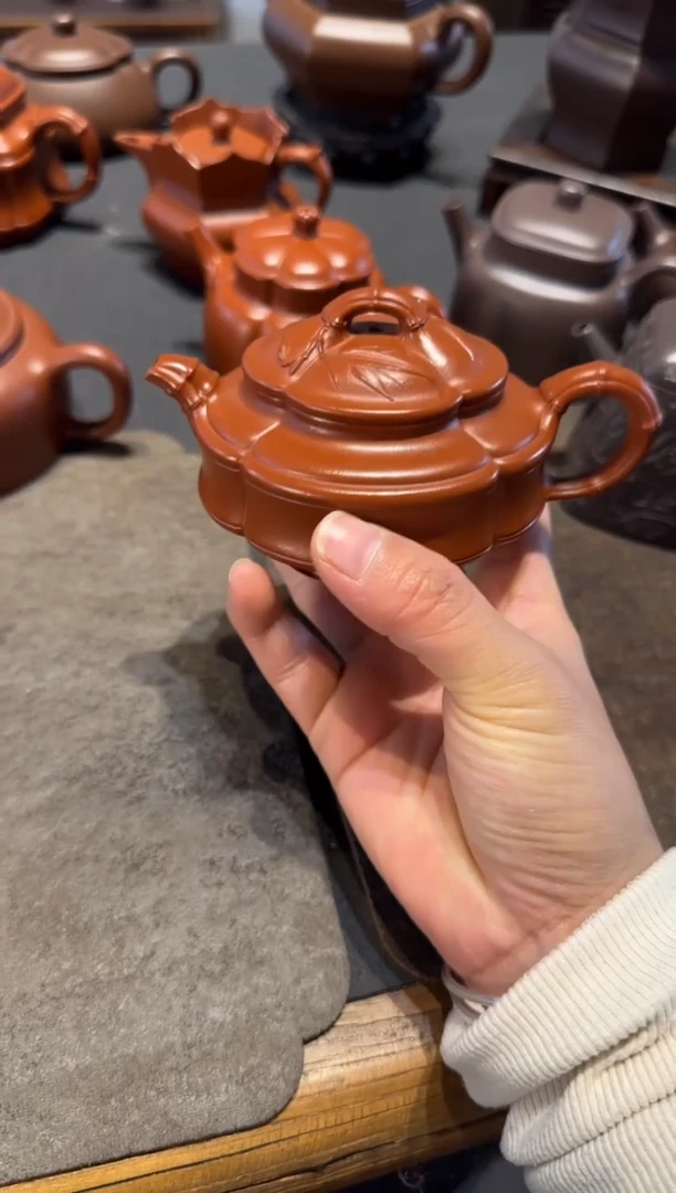 【闪购商品】紫砂茶壶海棠腰圆双线竹鼓