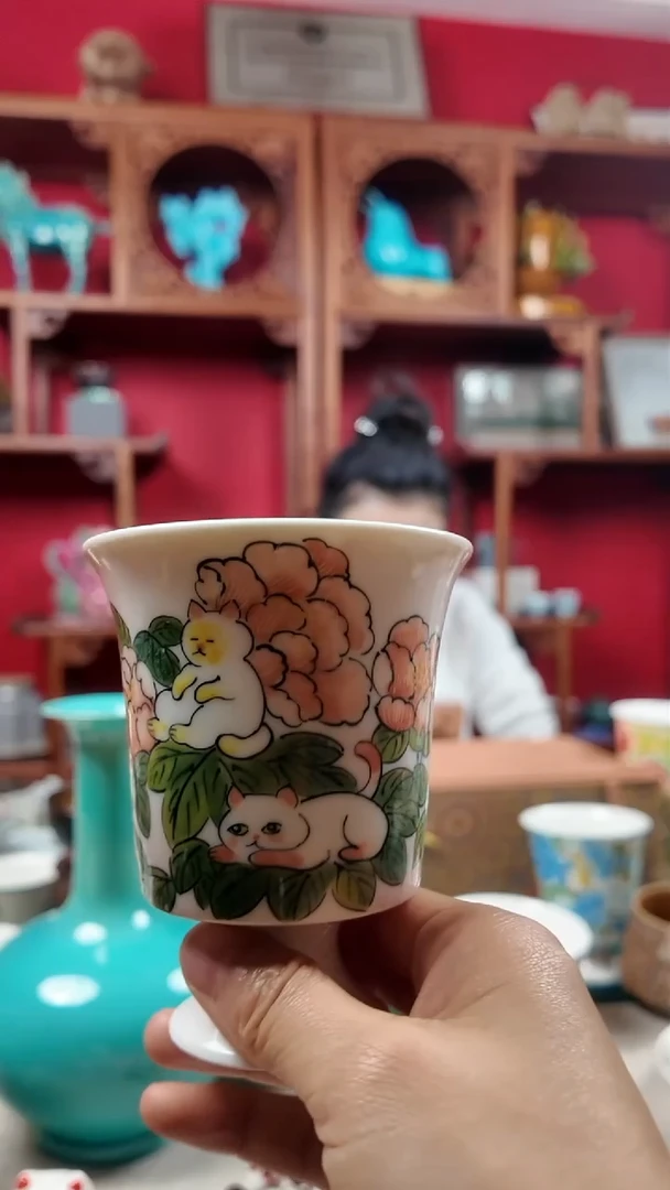 武当窑手绘高脚水杯   一件 多样性发货