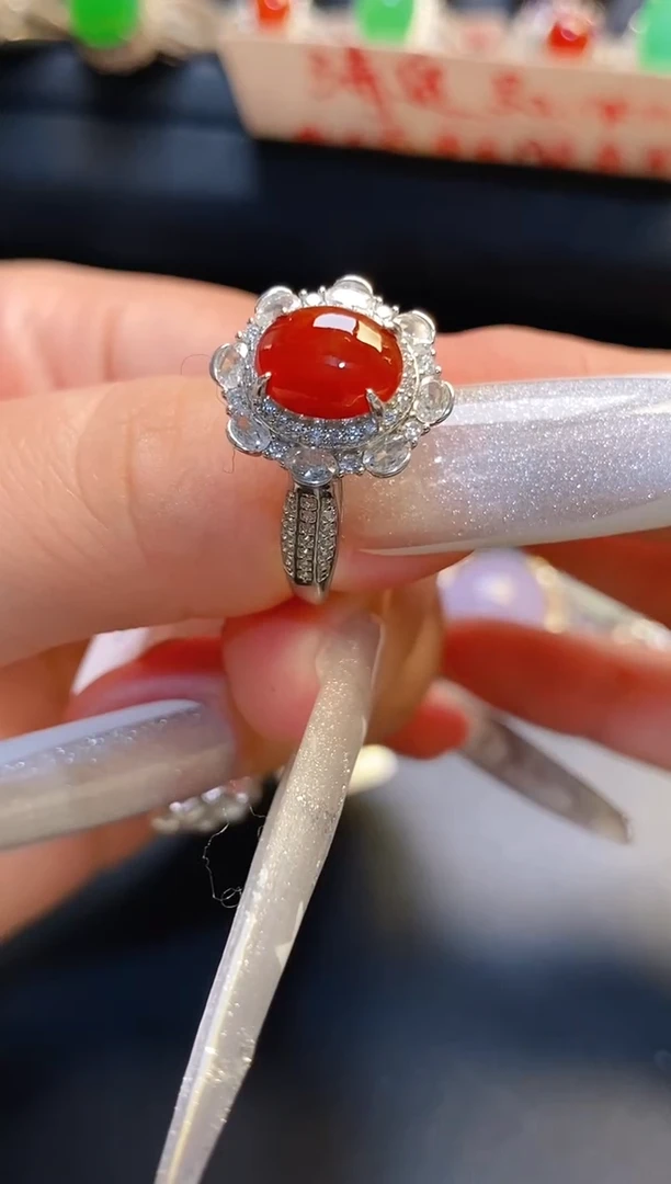 银S925镶嵌戒指翡翠天然