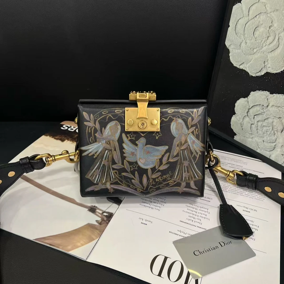 99新 DIOR/迪奥 黑金限量款天使盒子斜挎包17年B4881