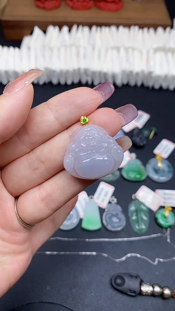 翡翠18K金镶嵌吊坠(不含链)MS189926