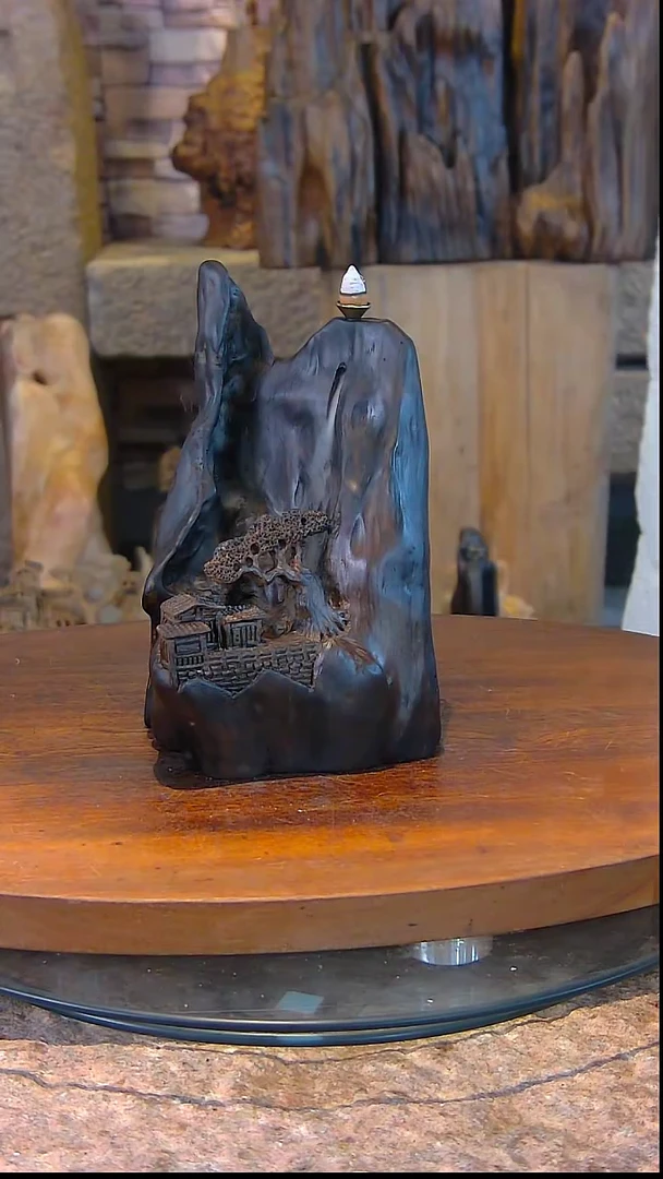 【闪购商品】木木雕金丝楠阴沉木倒流香摆件