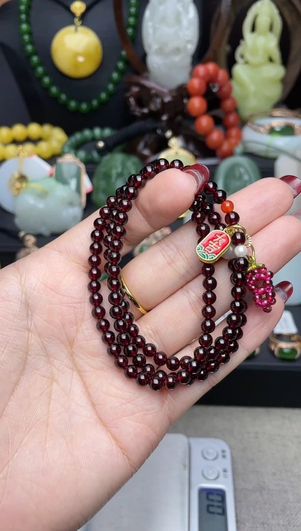 【闪购商品】石榴石颈饰未镶嵌项链f056