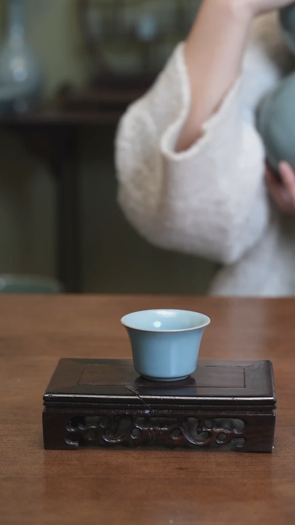 【闪购商品】Y宝丰宋官窑原产地汝瓷小马蹄杯
