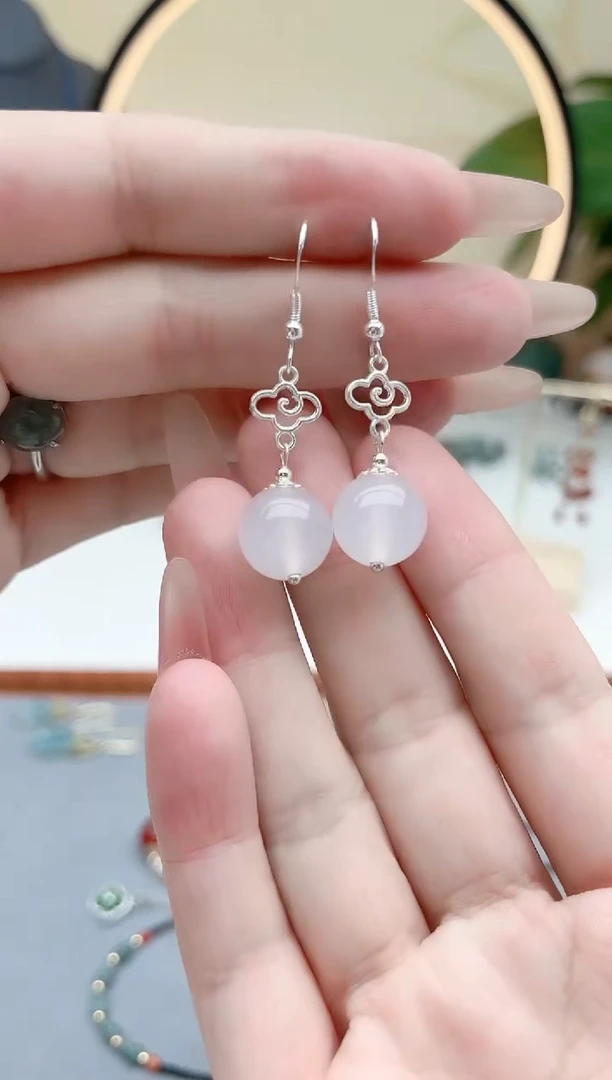 玛瑙/玉髓耳饰银S925镶嵌630